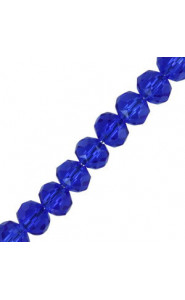 Faceted glass rondelle beads 6x4mm Cerulean blue pearl shine coating
